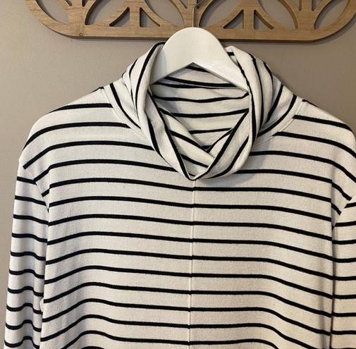 A New Day Striped Turtleneck Sweater White Sz L