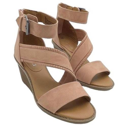 Dolcetta  Delia Blush Pink Faux Suede Strappy Ankle Wrap Wedge Women’s Size 6