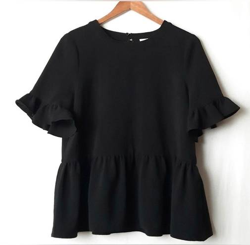 Kate Spade  Linda Black Ruffle Peplum Top