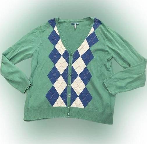 Krass&co G H Bass &  Preppy green argyle Diamond cardigan sweater