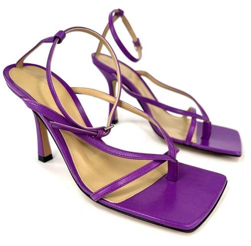 Bottega Veneta  Stretch Strappy Purple Leather Heel Sandals Size EU 35.5