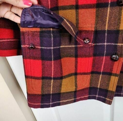 Rafaella  Shacket Wool Blend Plaid Jacket Button Front Flannel Shirt Pockets Sz M