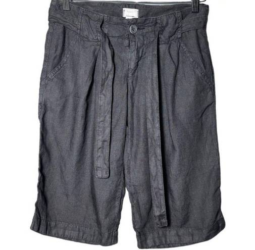 Bermuda Transit Women’s Size 2 Dark Navy Blue Linen Belted  Shorts