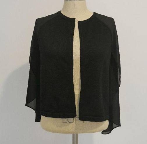 DKNY  Women's Chiffon Cape Sleeve Cardigan Sweater Black Size S