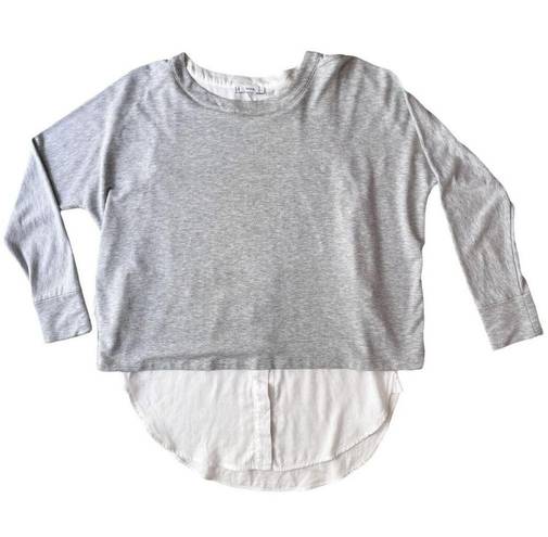 Vince  Long Sleeve Gray Jersey White Button Down Layered Top Women’s XS