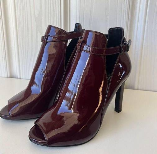 Michael Kors Michael  Lawson Open Toe Bootie Burgundy Size 6.5 New Womens