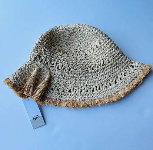 BP Bucket Hat Paper Straw Beach Tan NEW