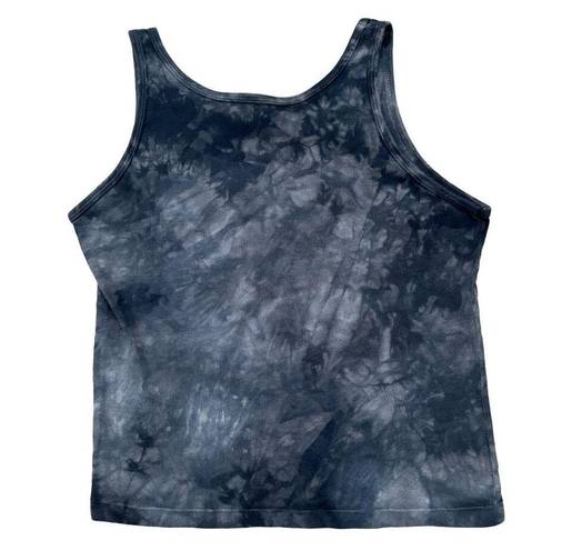 American Apparel VTG Y2K  Tie Dye Wolf Graphic Crop Tank Top Blue Gray Womens S*