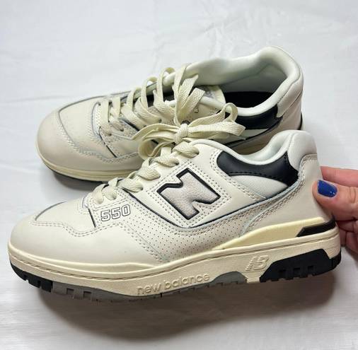 New Balance 550 Sea Salt Cream Black Sneakers