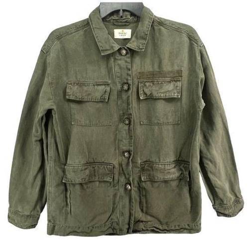 Marine layer  Jacket Womens XS Green Linen Blend Zito Chore Utility Coat Pockets