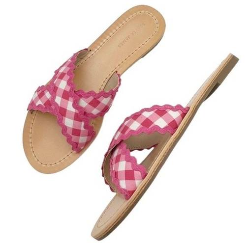 Draper James NIB  Piper Flat Sandals in Raspberry Pink Gingham Women's Size 8