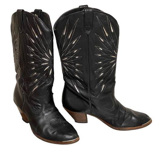 Dingo  Black Leather Starburst Western Cowboy Boots Size 6