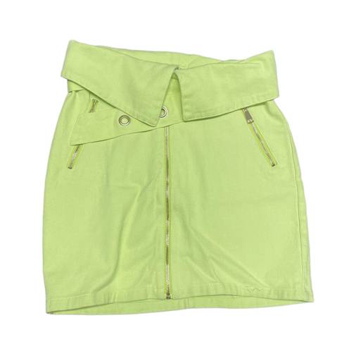 Sans Souci Lime Green Moto Skirt