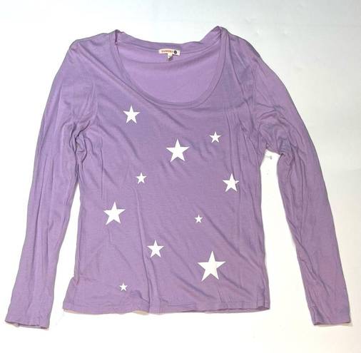 Sundry  Purple Star print crew neck long sleeve tee top