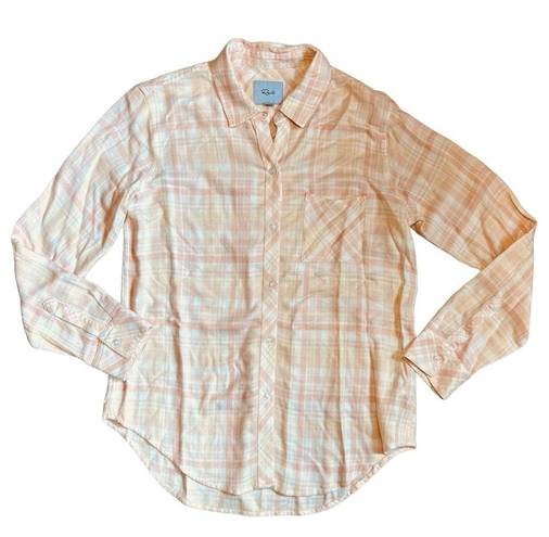 Rails  Women’s Sz M Peach Powder Pink Plaid Button Front Hunter Shirt