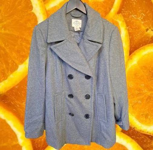 St. John’s Bay St John's Bay Gray Double Breasted‎ Pea Wool Blend Coat Size Large