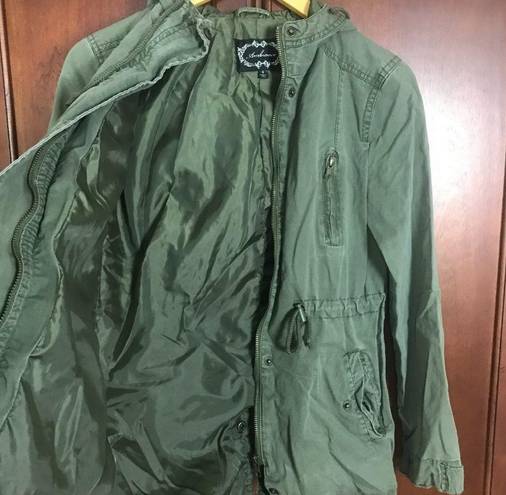 Ambiance Outerwear Green Military Utility Hooded Jacket