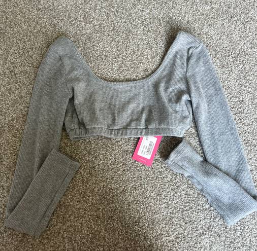 Edikted Gray Cropped Long Sleeve