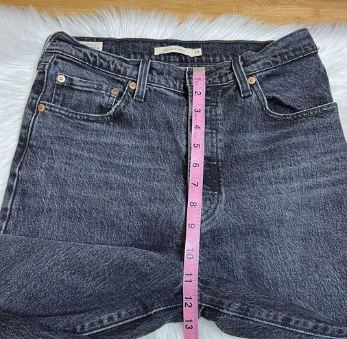 Levi’s Levis Ribcage Straight Jeans Womens 29x27 Charcoal Black Ankle Button Fly