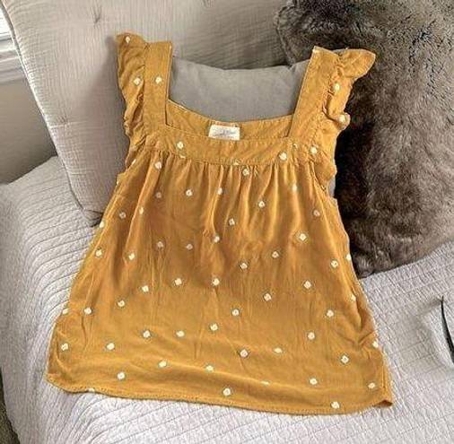 Universal Threads Universal thread mustered yellow embroidered cottage ruffle tank top med