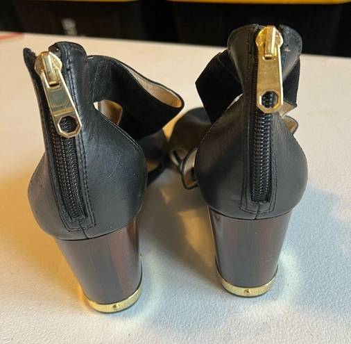 Louise et Cie   Lo-Mirin Black Leather Wedge Sandal size 8.5