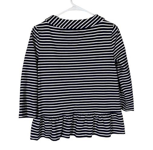 Kate Spade  Stripe Peplum 3/4 Quarter Sleeve Top