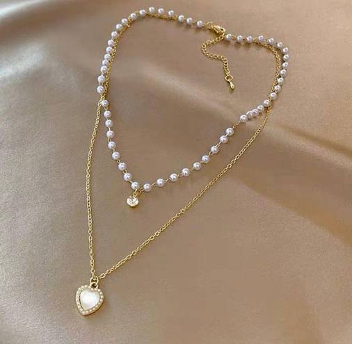 Love Pendant Double Collar Chain Necklace