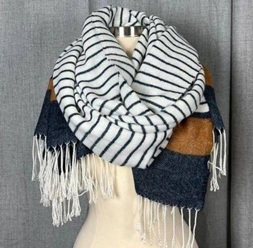 Abercrombie & Fitch  Blue Stripe Fringed Blanket Scarf