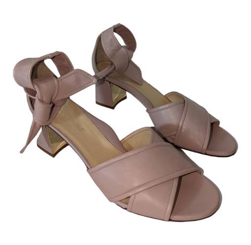 PARKE Marion  Bella Blush Pink Leather Sandal Block Heel Tie Ankle Strap Size 42