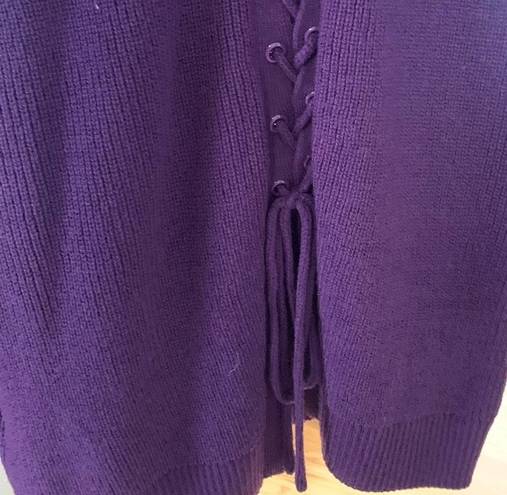 New York & Co. NY&C Purple Lace Up Back Knit Sweater