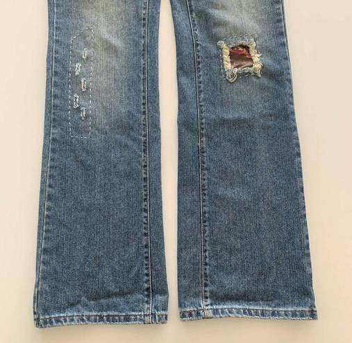 DKNY  Ludlow Cropped Boyfriend Fit Denim Pants Distressed Patches & Lace Jeans 2