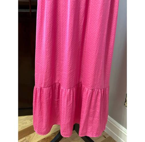 Nsr Womens Dress Pink Smocked Midi Sweetheart Neck Short Flutter Sleeve XL New