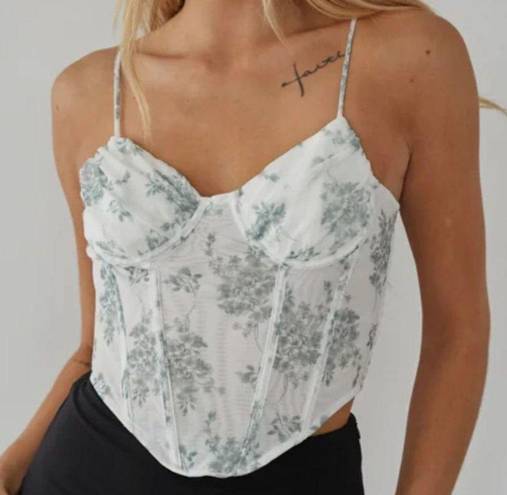 American Threads  Hadley Floral Mesh Bustier Top. Size Small. NWT