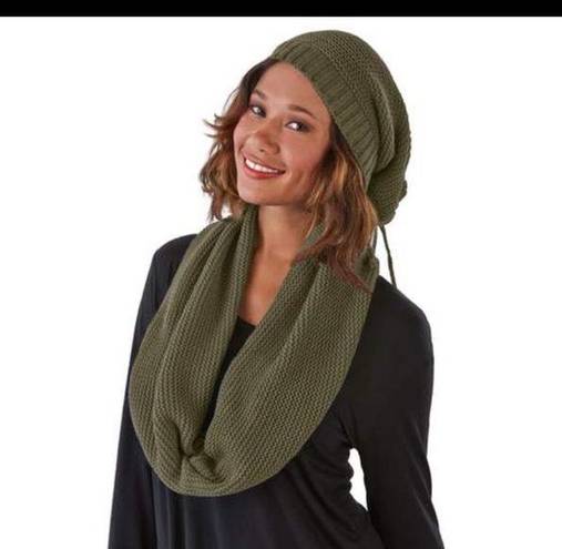 Sociology  Brown Drawstring Hat &Infinity Scarf Set