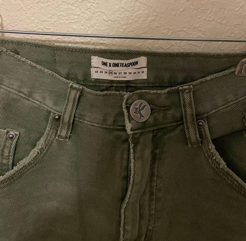 One Teaspoon Freebirds Olive Green Cropped ankle Jeans