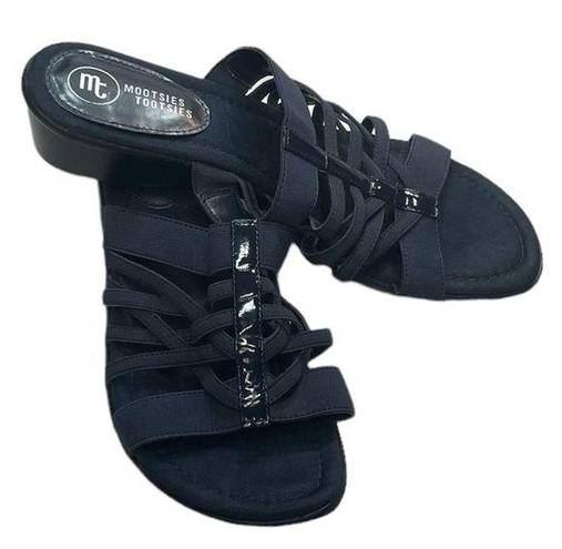 Mootsies Tootsies  Monikkoff Navy Blue Strappy Slip On Sandals Size 9