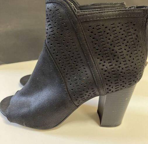 American Eagle  Black Faux Suede Women's Peep Toe High Heel Ankle Boots Size 8