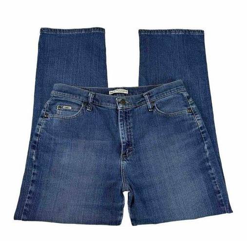 Lee Relaxed Straight Leg At The Waist Jeans Size 12 Short Blue High Rise