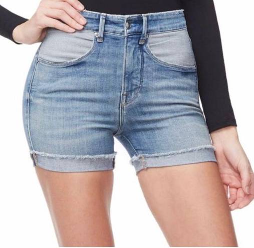 Good American  The Cut Offs  stretch denim shorts 00/24