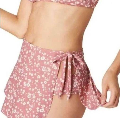 ANDIE  Swim Sarong Bottom Side Tie Skirt Coverup Ditsy Floral Rose Pink Size S