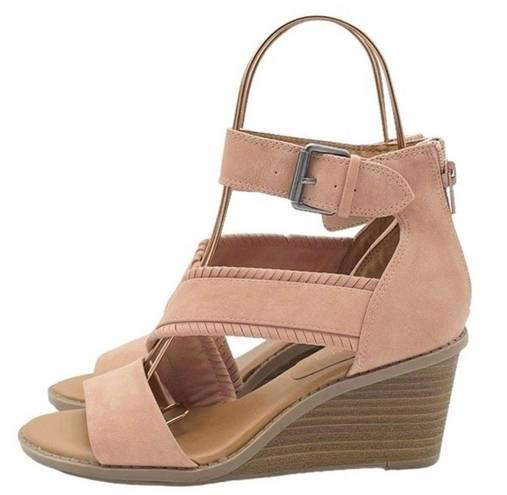 Dolcetta  Delia Blush Pink Faux Suede Strappy Ankle Wrap Wedge Women’s Size 6