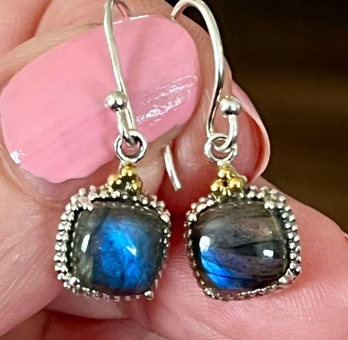 Free People 925 Solid Sterling Silver Stamped Genuine Labradorite Earrings