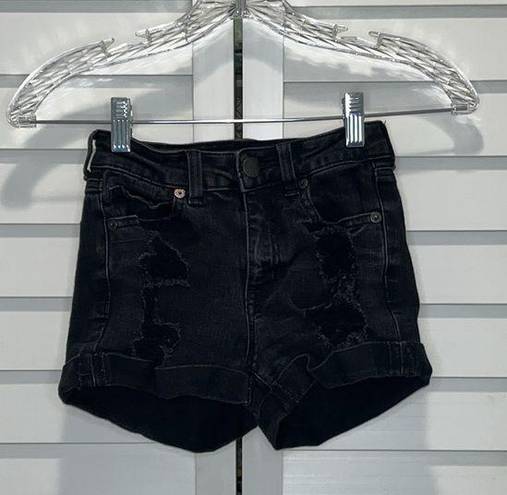 Aeropostale 00 distressed high rise midi shorts  black shorts