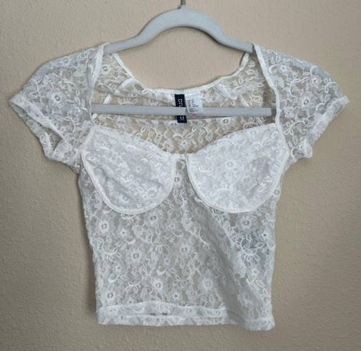 H&M White Lace Top