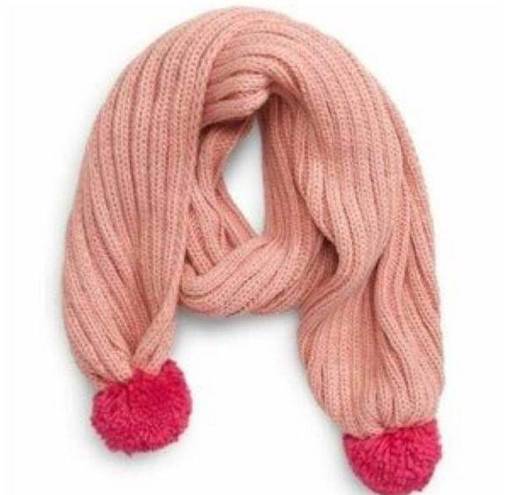 BP  pink chunky knit Pom Pom acrylic scarf nwt