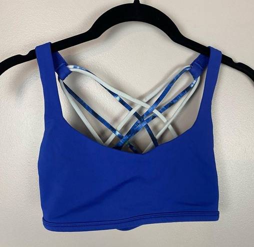 Lululemon  Athletica Free To Be Wild Sapphire Blue Sports Bra Multi Straps Size 4