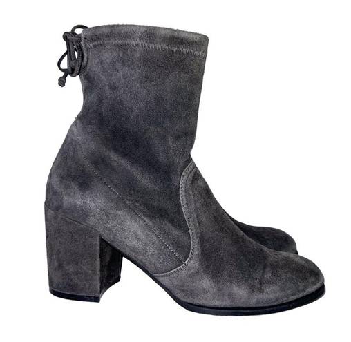 Stuart Weitzman Gray Shorty Suede Ankle Block Heel Booties