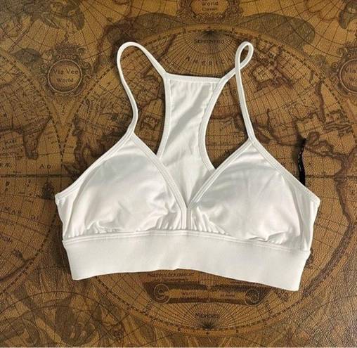 Koral NWOT  White Era Black Out Strappy Sports Bra Activewear Gym Athleisure sz S