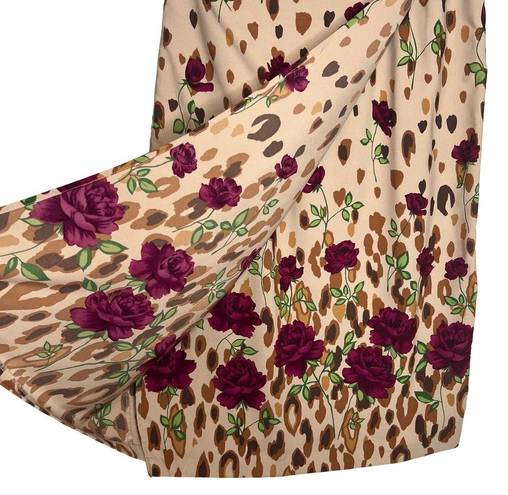 Sag Harbor  Vintage Y2K Size Large Rose Print Deadstock Faux Wrap Midi Skirt