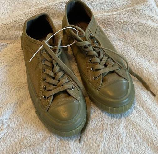 All Saints Jackie Ghost Olive Green Low Top Lace Up Canvas Sneakers Size 7